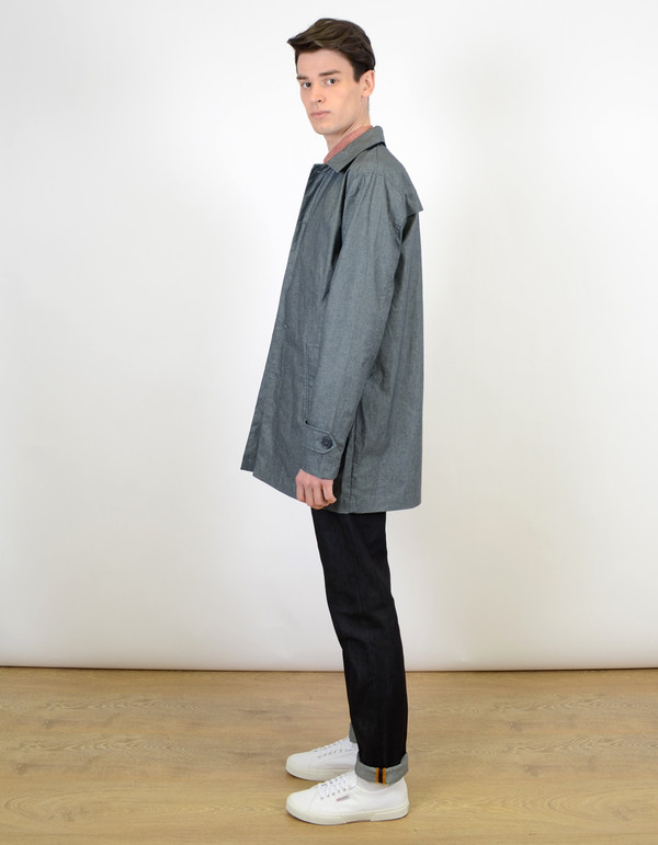 Men's Native Youth Coated Chambray Summer Mac Jacket Navy Men's Native Youth Coated Chambray Summer Mac Jacket Navy