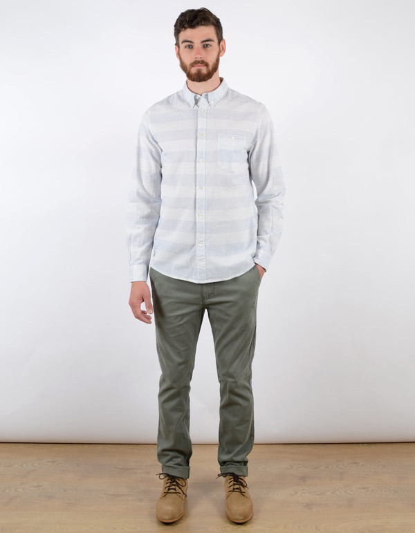 Men's No Nationality New Derek Stripe Shirt Blue White Men's No Nationality New Derek Stripe Shirt Blue White