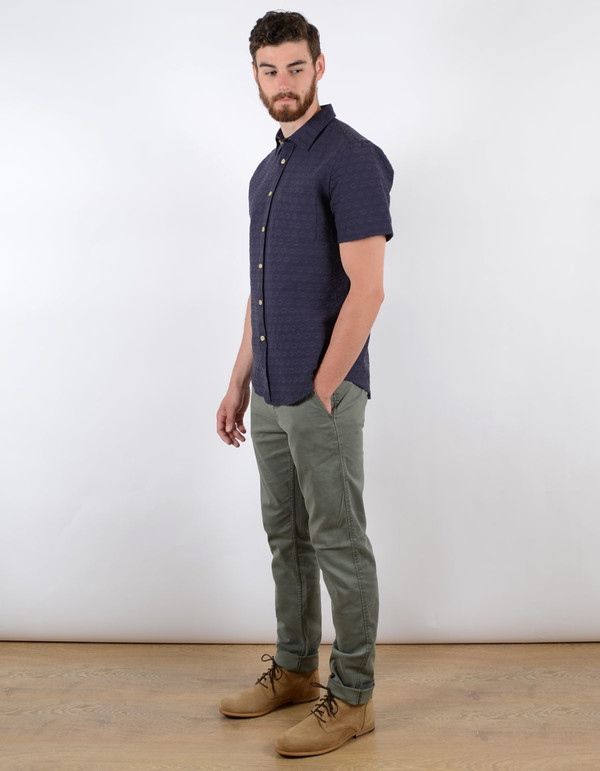 Men's Portuguese Flannel Grao Short Sleeve Shirt Blue Men's Portuguese Flannel Grao Short Sleeve Shirt Blue