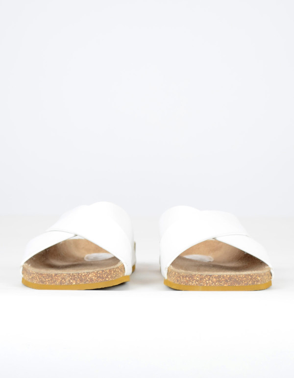 Selected Femme Brisa Leather Slider White Selected Femme Brisa Leather Slider White