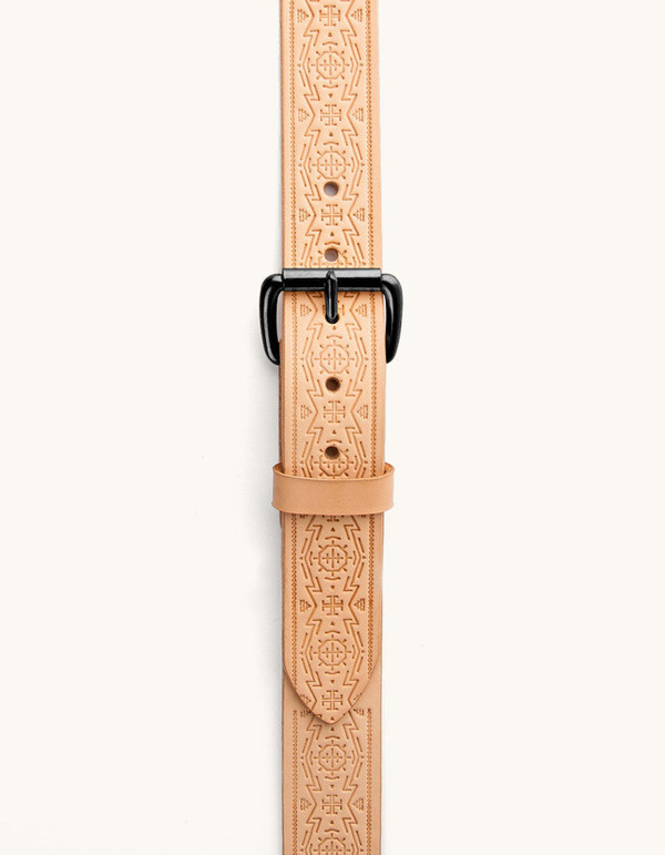 Men's Tanner Goods Standard Belt Natural Debossed Black Men's Tanner Goods Standard Belt Natural Debossed Black