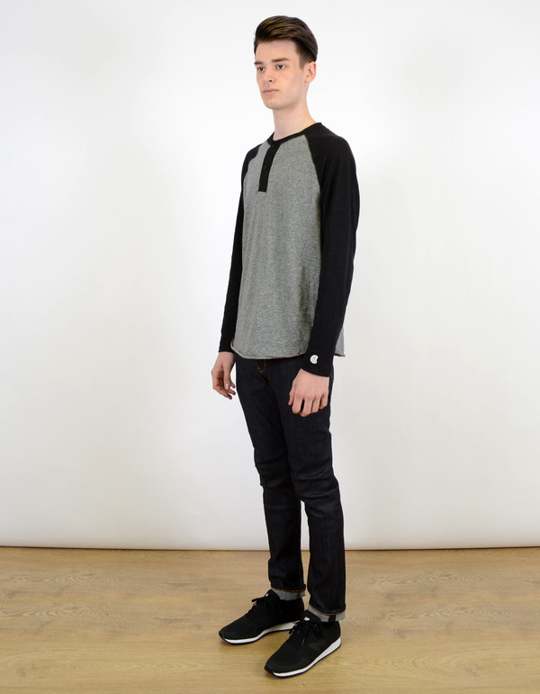Men's Todd Snyder x Champion Colorblock Henley Salt And Pepper Men's Todd Snyder x Champion Colorblock Henley Salt And Pepper
