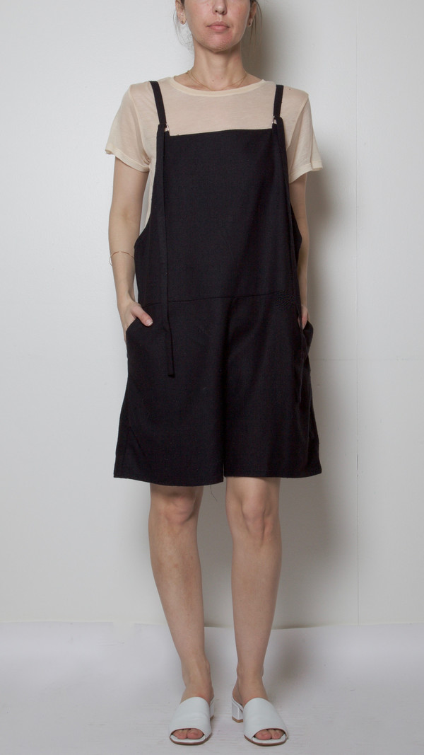 Baserange Short Strap Overalls in Black Baserange Short Strap Overalls in Black