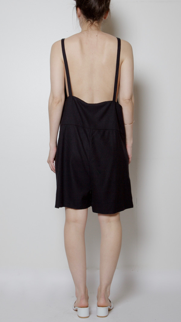 Baserange Short Strap Overalls in Black Baserange Short Strap Overalls in Black