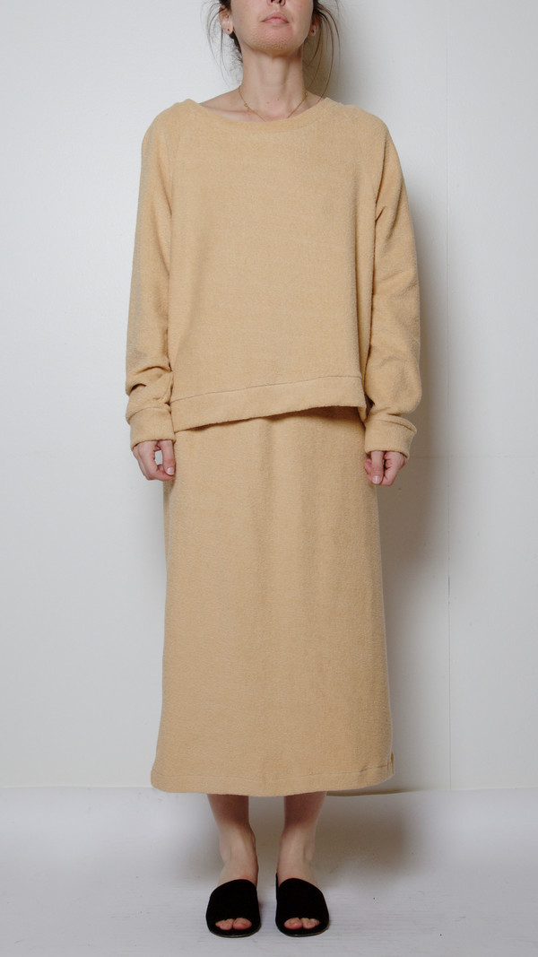 Baserange Terrycloth Sweat Skirt in Ecru Melange Baserange Terrycloth Sweat Skirt in Ecru Melange