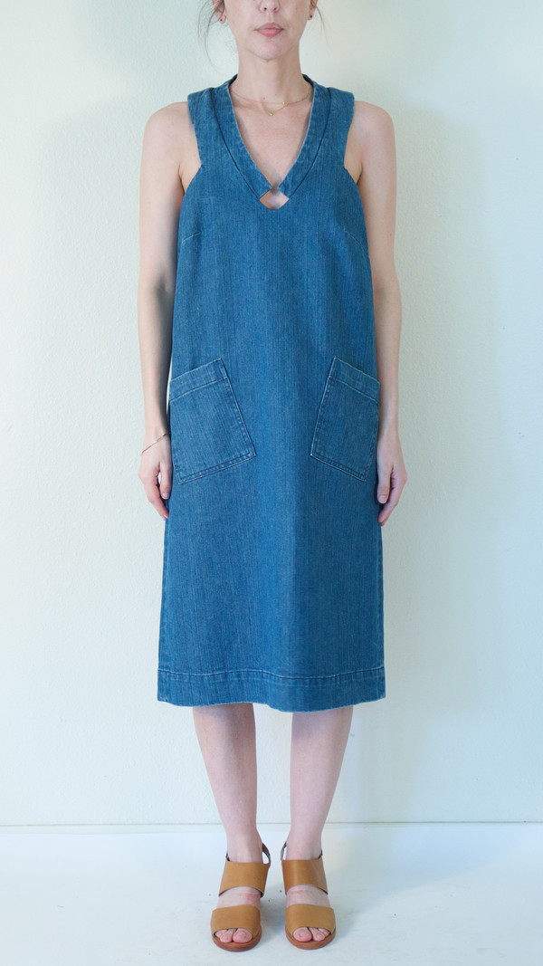 CARLEEN Diamond Neck Dress in Denim CARLEEN Diamond Neck Dress in Denim