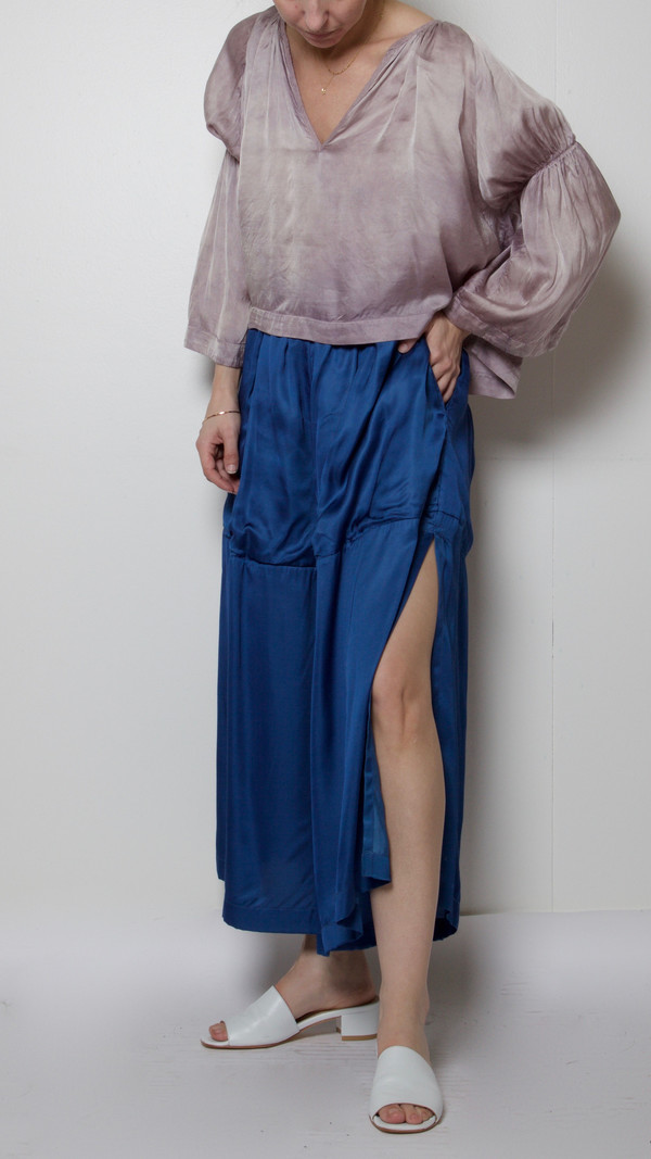 Milena Silvano Satin Culottes in Indigo Milena Silvano Satin Culottes in Indigo