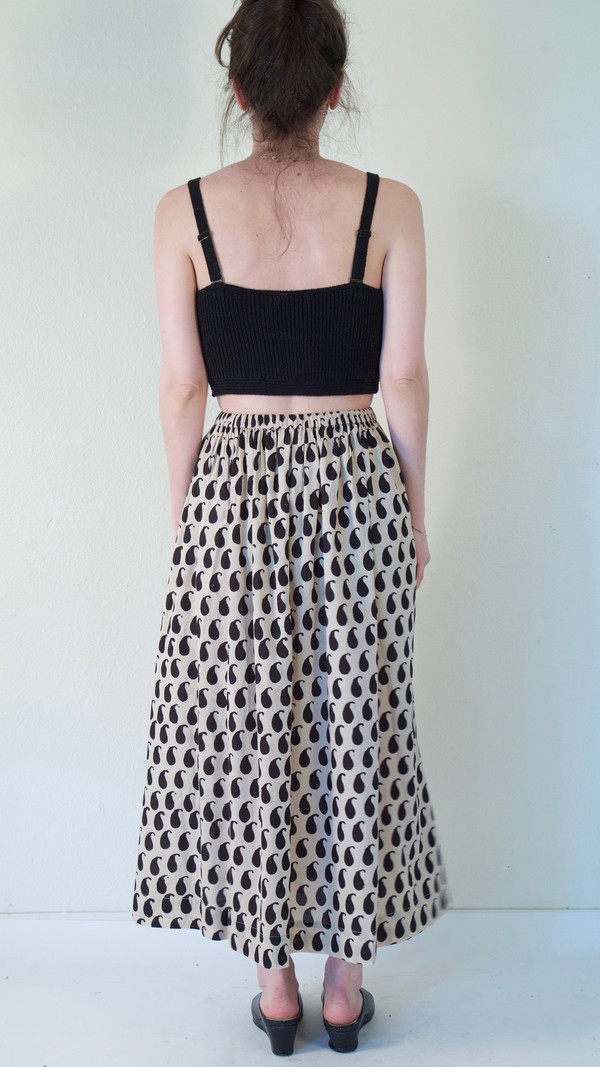Pari Desai Monsoon Block Printed Skirt in Buttermilk/Ebony Pari Desai Monsoon Block Printed Skirt in Buttermilk/Ebony