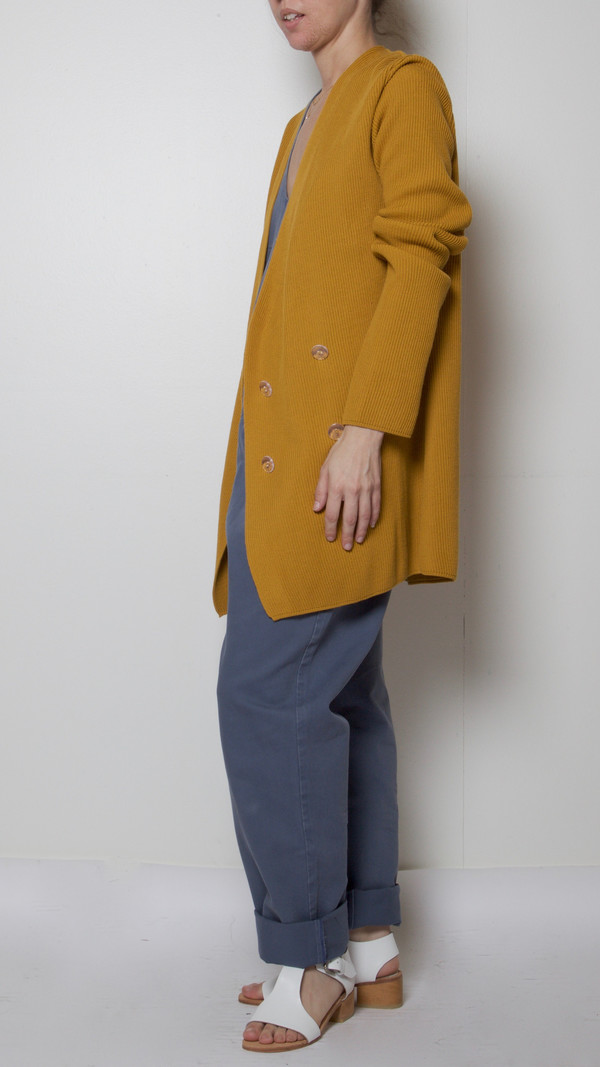 Suzanne Rae Double-Breasted Cardigan in Mustard Suzanne Rae Double-Breasted Cardigan in Mustard