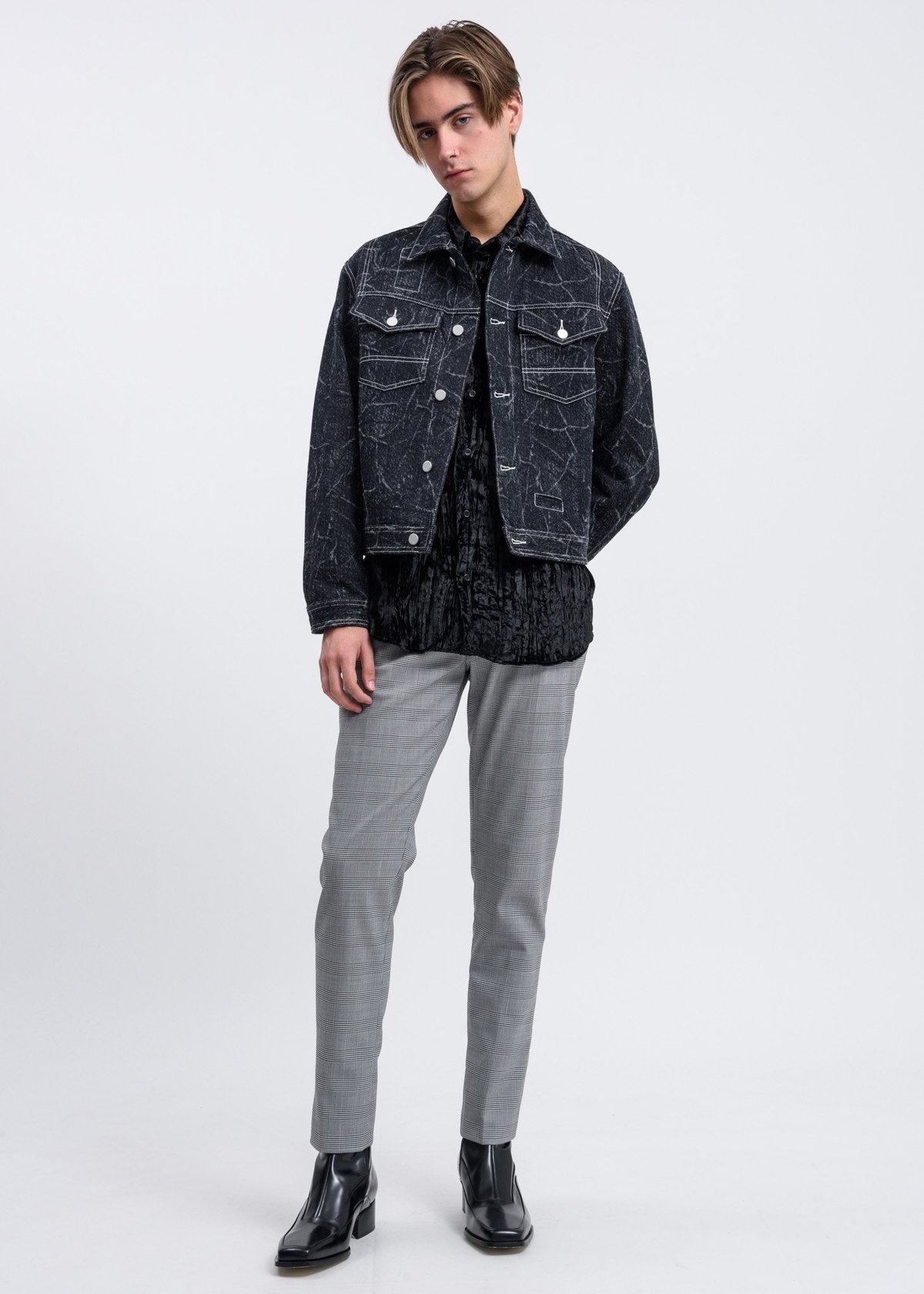 black wool denim jacket