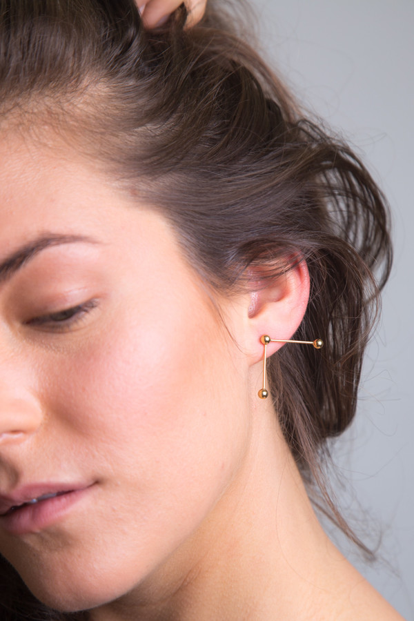 Katrine Kristensen - Gold Double Sunray Earring Single Katrine Kristensen - Gold Double Sunray Earring Single