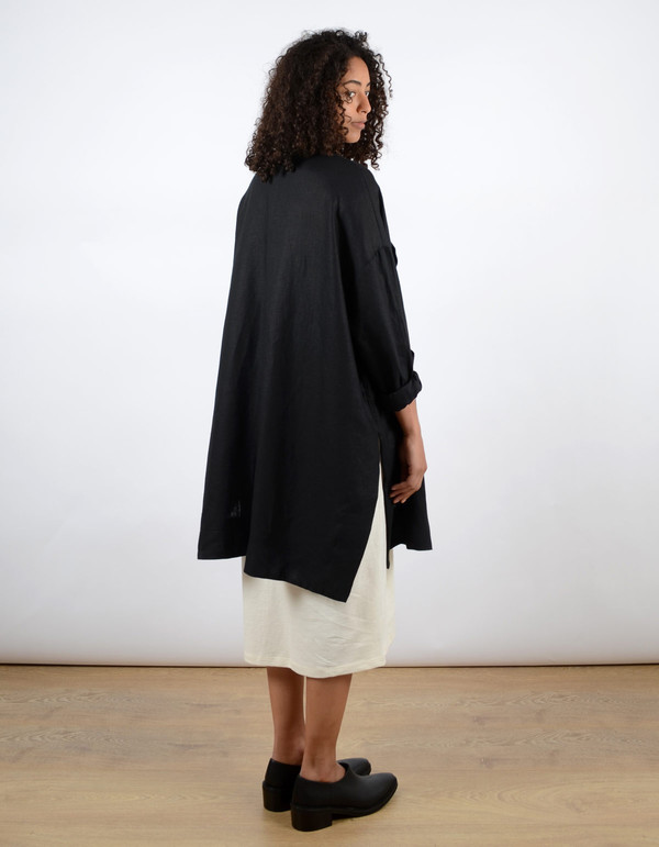 Sunja Link Collarless Coat Black Sunja Link Collarless Coat Black