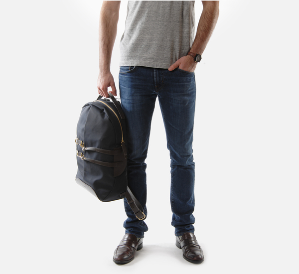 Navy and Dark Brown MS Sprint Backpack by Mismo Navy and Dark Brown MS Sprint Backpack by Mismo