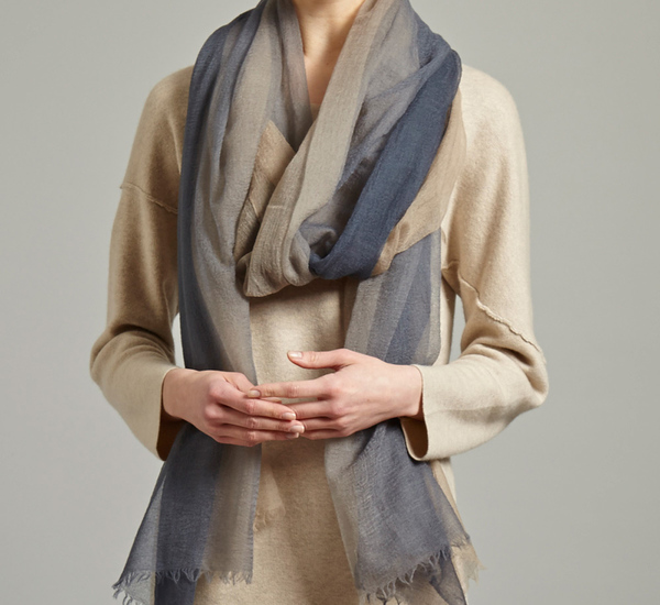 Oyuna Ulla Shawl In Indigo Taupe Oyuna Ulla Shawl In Indigo Taupe