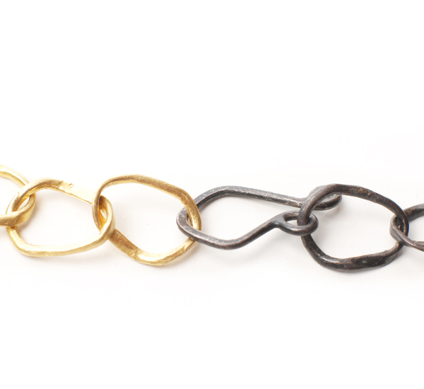Rosanne Pugliese 22K Gold and Oxidized Silver Pebble Necklace Rosanne Pugliese 22K Gold and Oxidized Silver Pebble Necklace