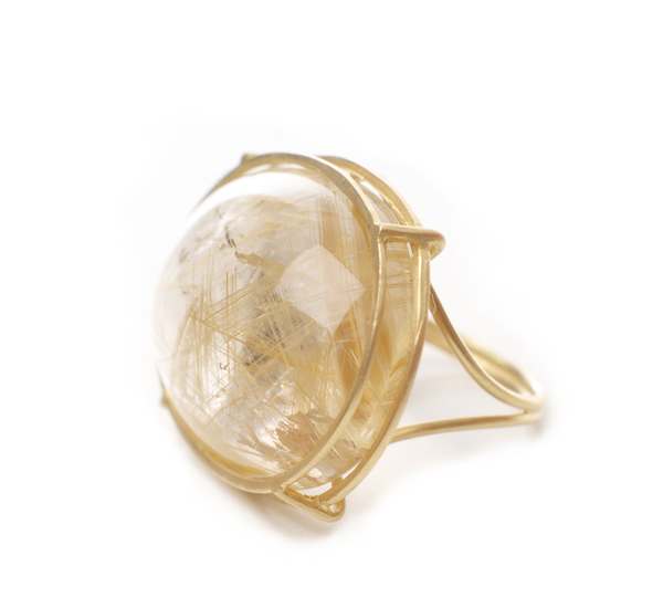 Rosanne Pugliese Large 18K Rutilated Quartz Cage Ring Rosanne Pugliese Large 18K Rutilated Quartz Cage Ring