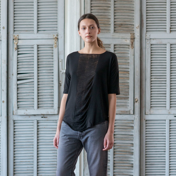 Raquel Allegra Signature Jersey Tee Black Raquel Allegra Signature Jersey Tee Black