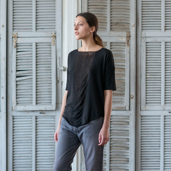Raquel Allegra Signature Jersey Tee Black Raquel Allegra Signature Jersey Tee Black
