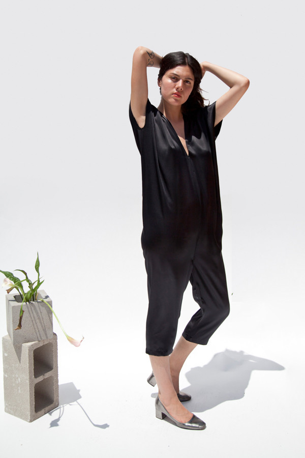 Miranda Bennett Everyday Jumpsuit, Silk Charmeuse in Black Miranda Bennett Everyday Jumpsuit, Silk Charmeuse in Black