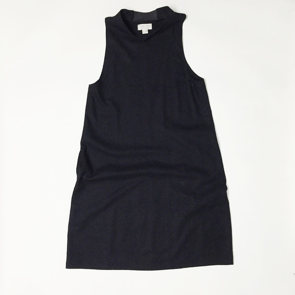 Laurs Kemp Black Raw Silk Mockneck Dress Laurs Kemp Black Raw Silk Mockneck Dress