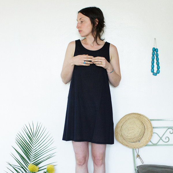 Unknown Tank Dress Slip<br>Lightweight Cotton Black Unknown Tank Dress Slip<br>Lightweight Cotton Black