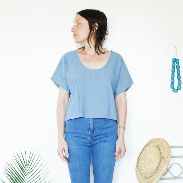 Me & Arrow Crop Top - Lt. Indigo Chambray Me & Arrow Crop Top - Lt. Indigo Chambray