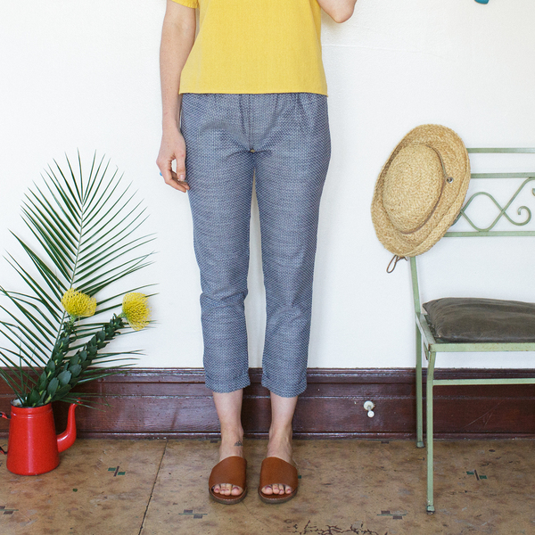 Me & Arrow Cuff Slim Pants Dot Chambray Me & Arrow Cuff Slim Pants Dot Chambray