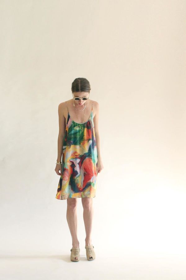 Strathcona Silk Camisole Dress in Painted Gestures Strathcona Silk Camisole Dress in Painted Gestures