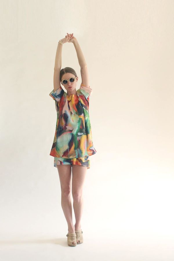 Strathcona Silk Tunic in Painted Gesture Strathcona Silk Tunic in Painted Gesture