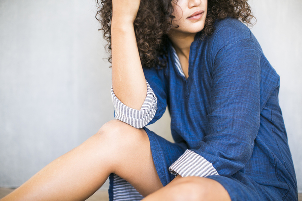 pietsie Atlas Tunic in Indigo with Stripe Lining pietsie Atlas Tunic in Indigo with Stripe Lining