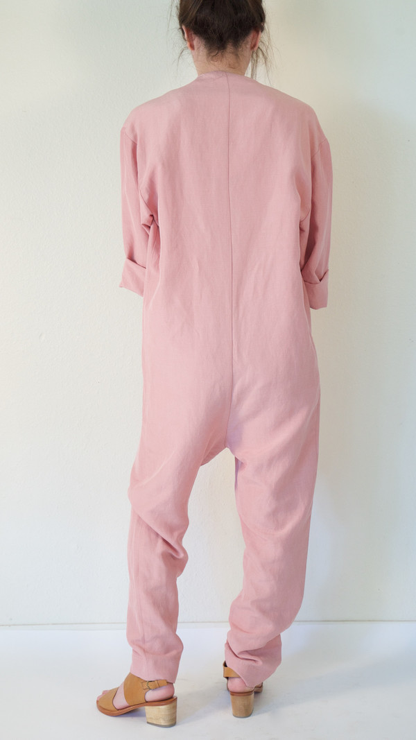 Horses Atelier V-Neck Patch Pocket Jumpsuit in Pink Horses Atelier V-Neck Patch Pocket Jumpsuit in Pink