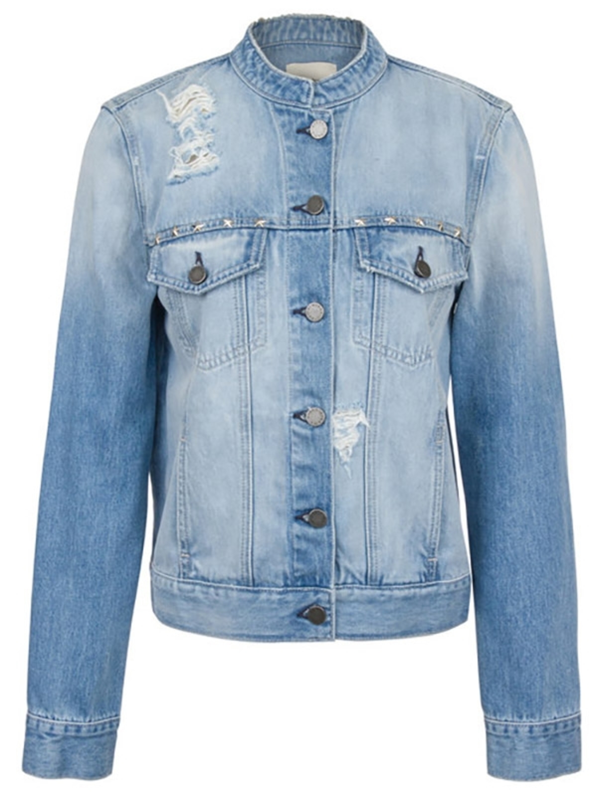 band collar denim jacket