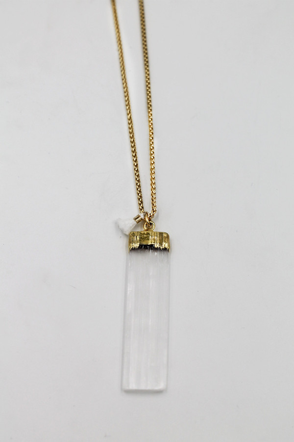 Sheila B Selenite Tassel Pendant Necklace Sheila B Selenite Tassel Pendant Necklace