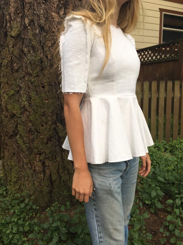 Alexa Stark white denim peplum tee Alexa Stark white denim peplum tee