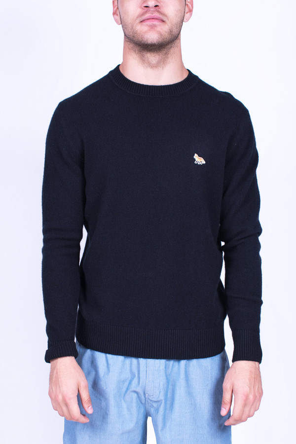 Men's Maison Kitsune Lambswool Round Neck Sweater Men's Maison Kitsune Lambswool Round Neck Sweater