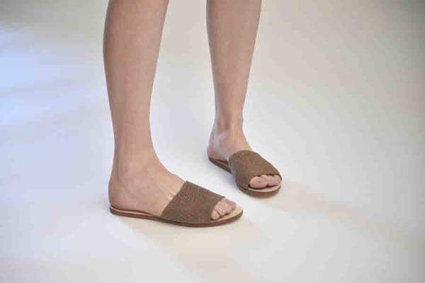 The Palatines Caelum slide sandal - bark hex leather The Palatines Caelum slide sandal - bark hex leather