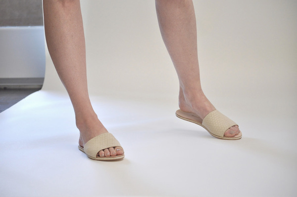 The Palatines Caelum slide sandal - beige hex leather The Palatines Caelum slide sandal - beige hex leather