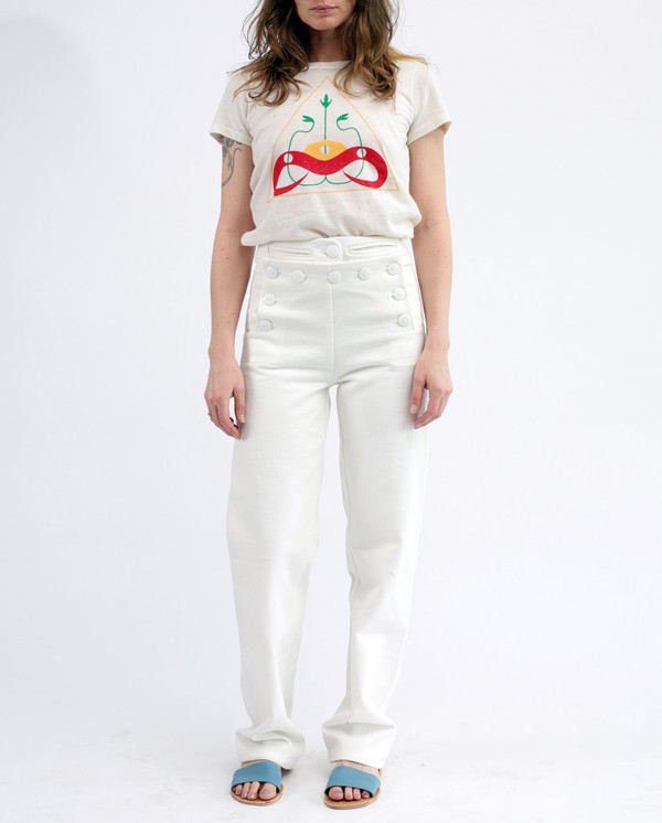 Tencel linen Daniel sailor pants, white denim Tencel linen Daniel sailor pants, white denim