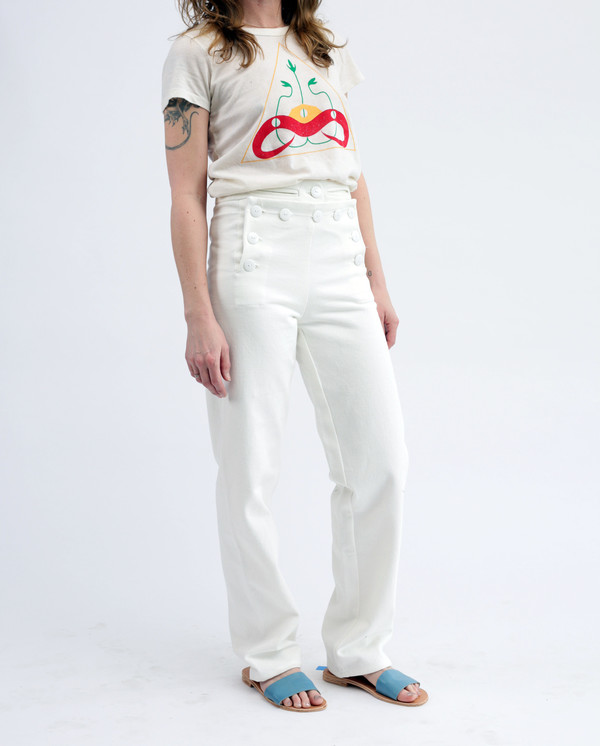 Tencel linen Daniel sailor pants, white denim Tencel linen Daniel sailor pants, white denim