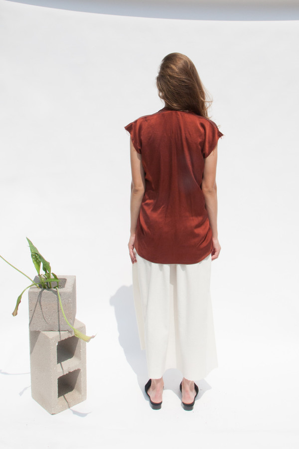 Miranda Bennett Everyday Top, Silk Charmeuse in Claret Miranda Bennett Everyday Top, Silk Charmeuse in Claret