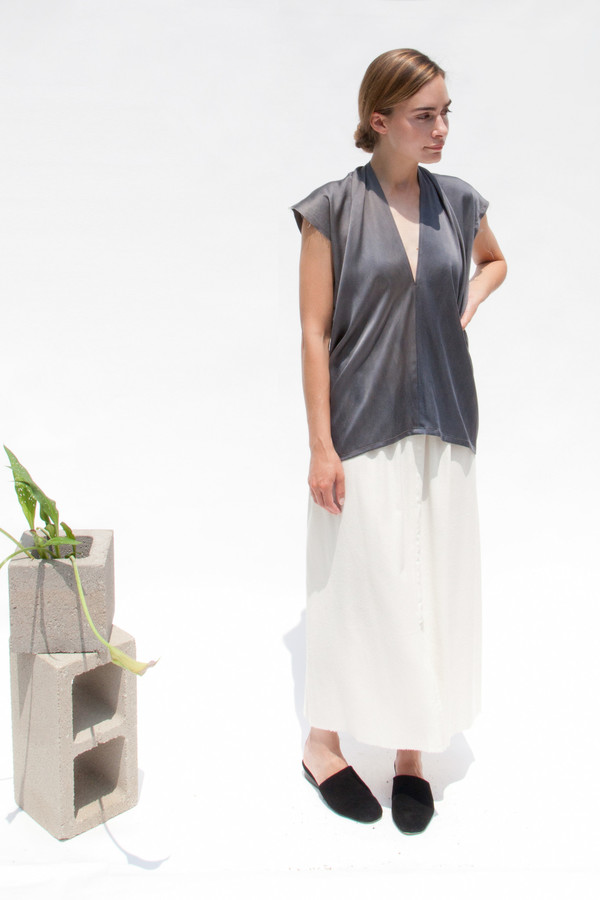 Miranda Bennett Everyday Top, Silk Charmeuse in Slate Miranda Bennett Everyday Top, Silk Charmeuse in Slate