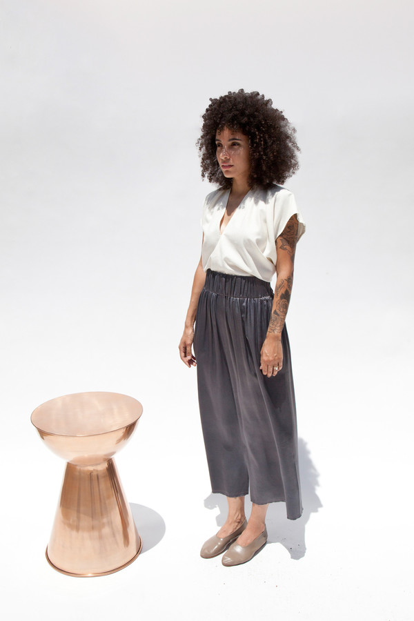 Miranda Bennett Paper Bag Skirt, Silk Charmeuse in Slate Miranda Bennett Paper Bag Skirt, Silk Charmeuse in Slate