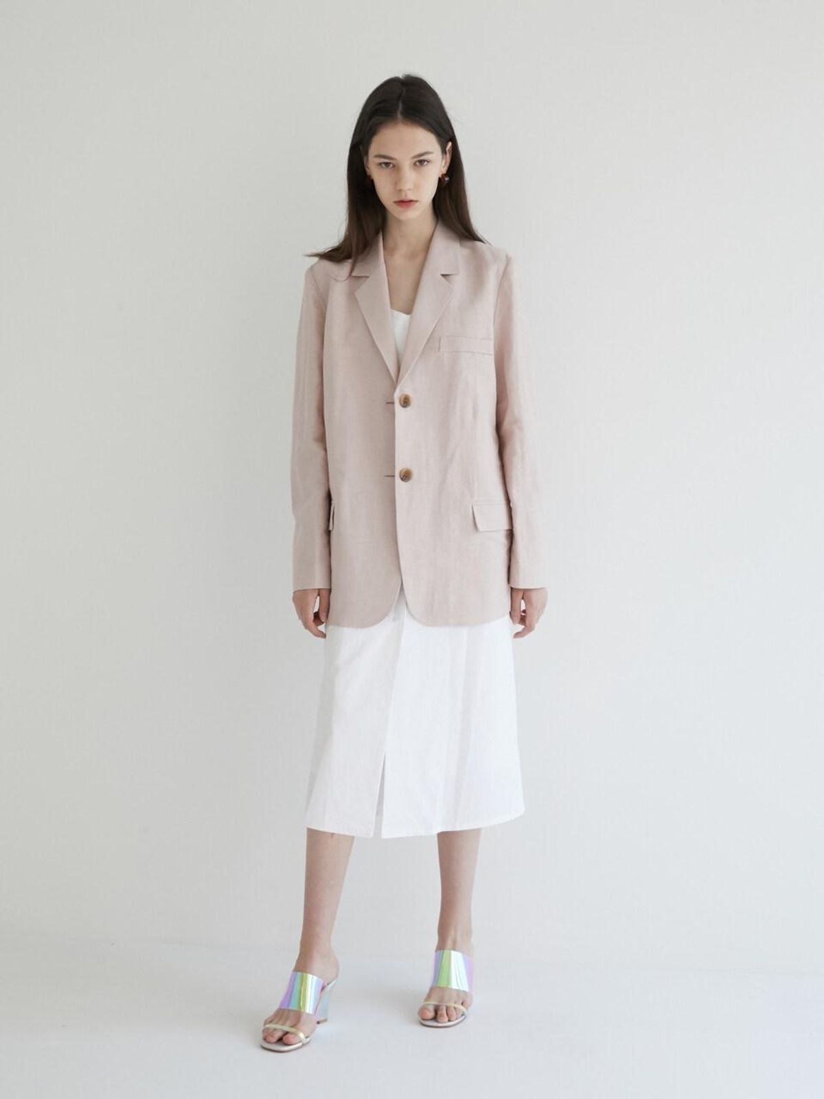 pale pink linen jacket