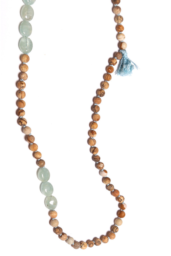 James and Jezebelle Jasper and Oval Aqua Marine Necklace James and Jezebelle Jasper and Oval Aqua Marine Necklace