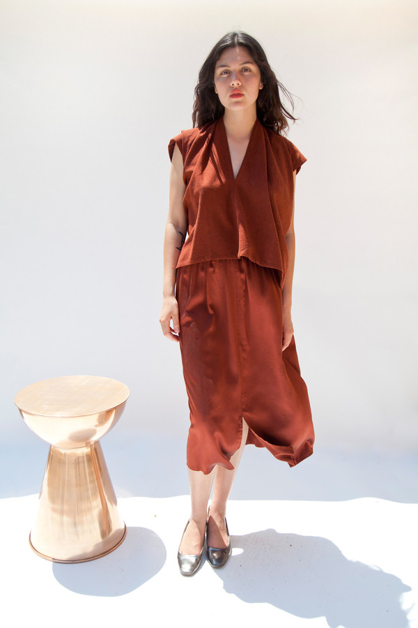 Miranda Bennett Everyday Top, Cropped, Silk Noil in Rust Miranda Bennett Everyday Top, Cropped, Silk Noil in Rust