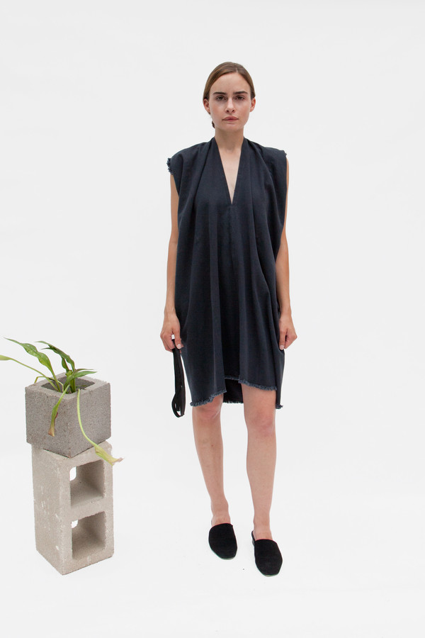 Miranda Bennett In-Stock: Tribute Dress, Denim in Almost Black Miranda Bennett In-Stock: Tribute Dress, Denim in Almost Black