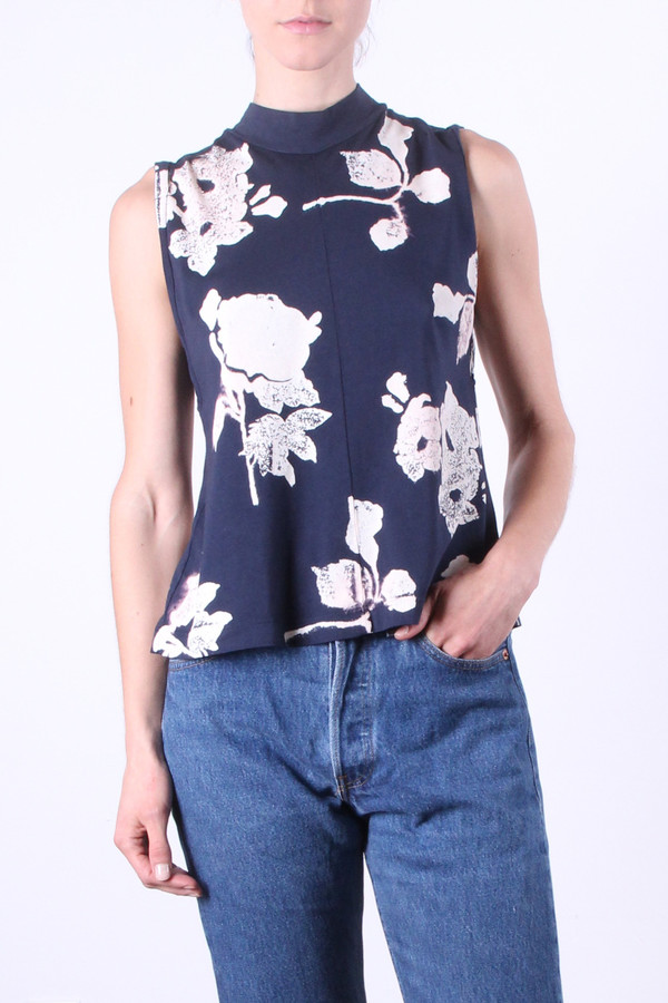 Calder Blake Eliot Tank in Navy Flower Print Calder Blake Eliot Tank in Navy Flower Print