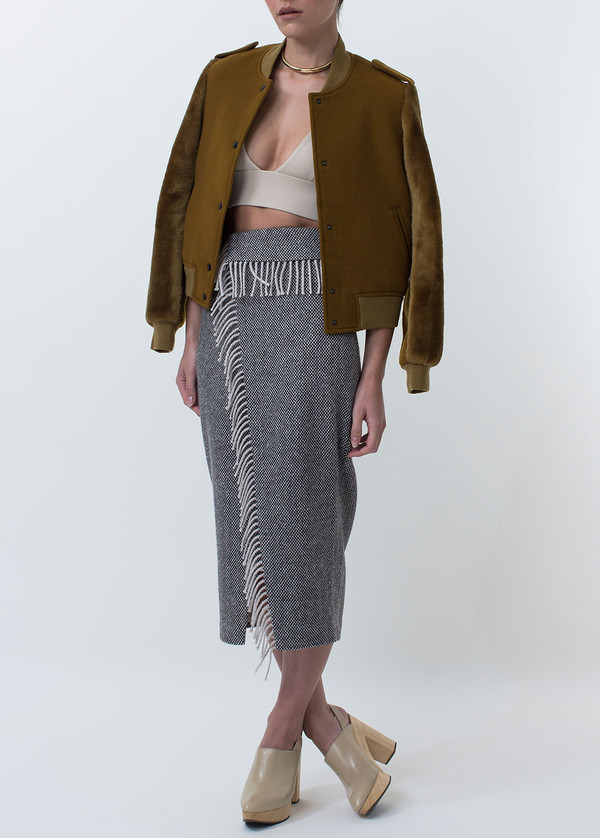 Nanushka Lake Fringe Wrap Pencil Skirt Nanushka Lake Fringe Wrap Pencil Skirt