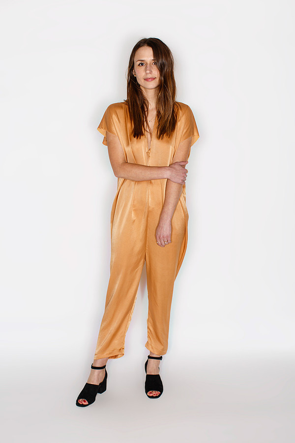 Miranda Bennett Everyday Jumpsuit, Silk Charmeuse in Sand Miranda Bennett Everyday Jumpsuit, Silk Charmeuse in Sand