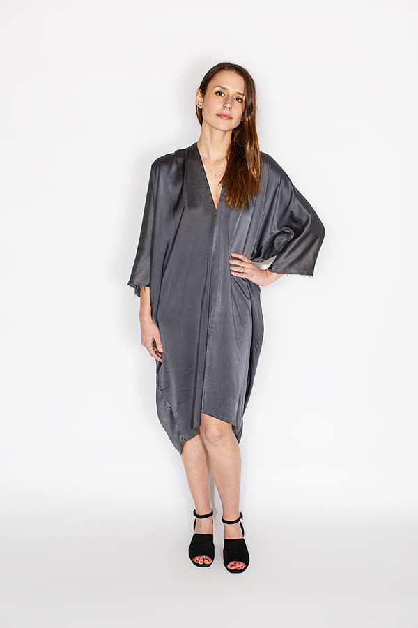 Miranda Bennett Muse Dress, Silk Charmeuse in Slate Miranda Bennett Muse Dress, Silk Charmeuse in Slate